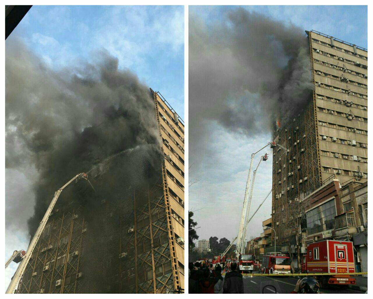ساختمان پلاسکو تهران در آتش سوخت+تصاویر+فیلم