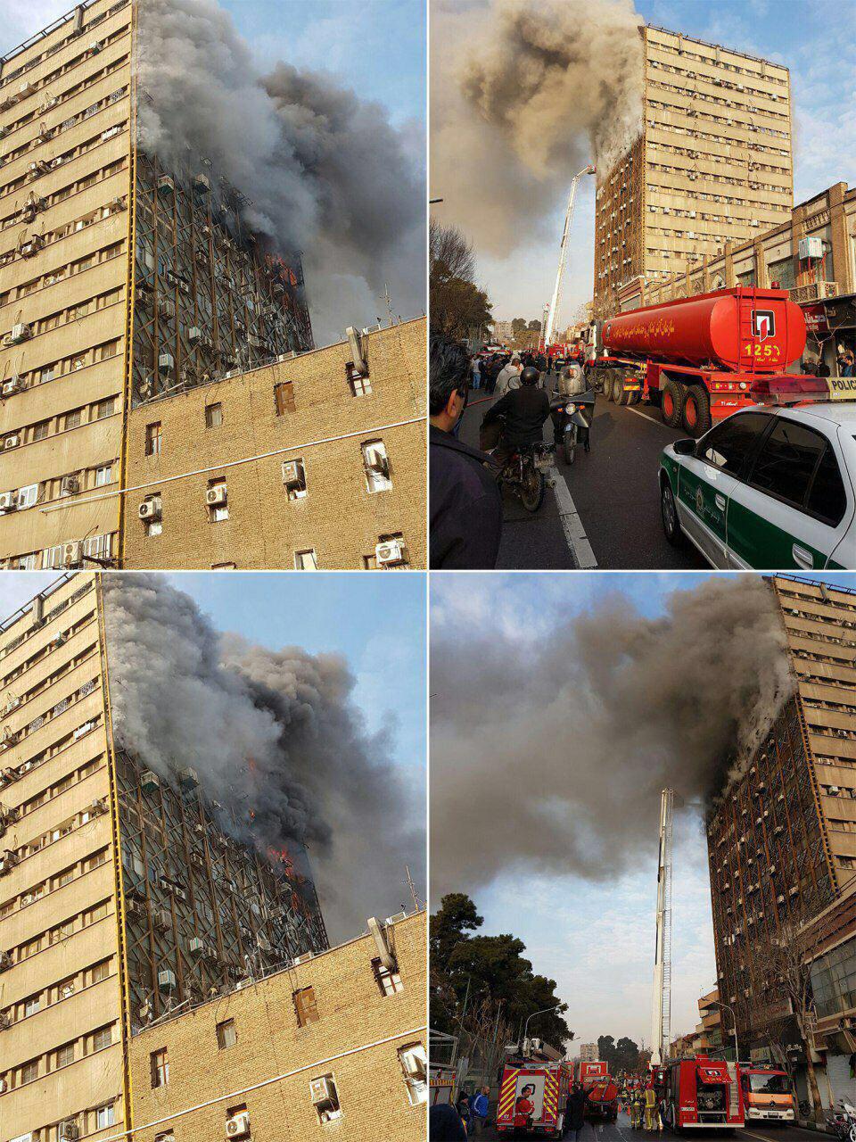 ساختمان پلاسکو تهران در آتش سوخت+تصاویر+فیلم