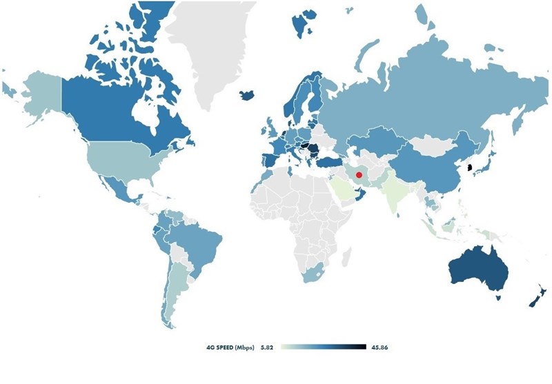 سرعت لاکپشتی اینترنت ایران در مقایسه با سایر کشورها+نمودار