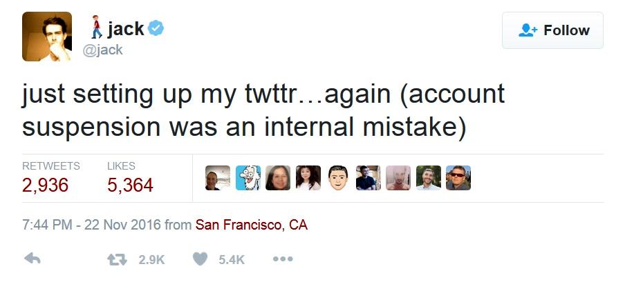 اکانت مؤسس توئیتر فیلتر شد!