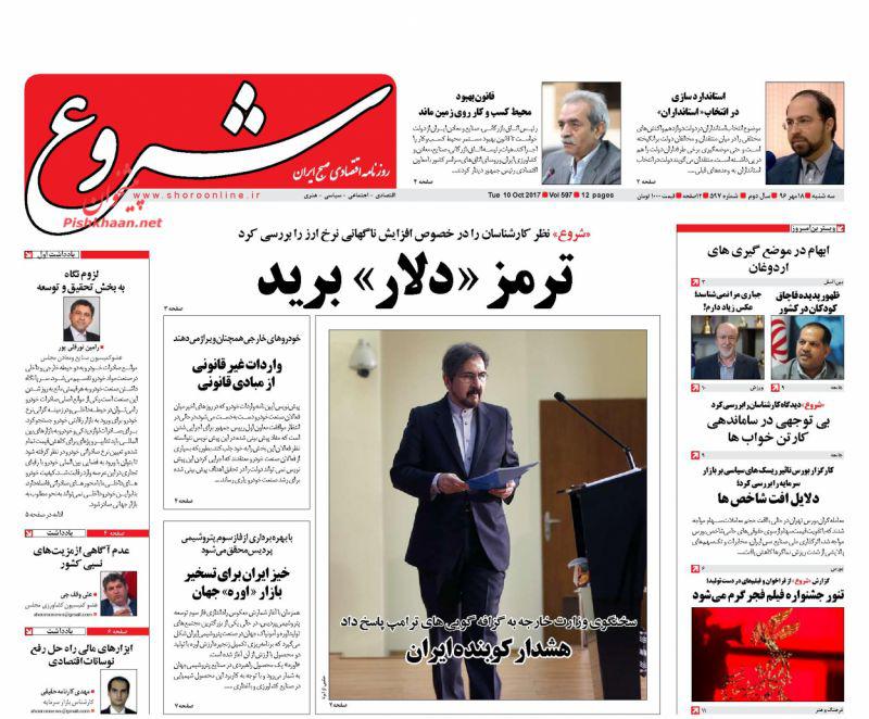 روزنامه‌های اقتصادی ۱۸ مهر ۹۶
