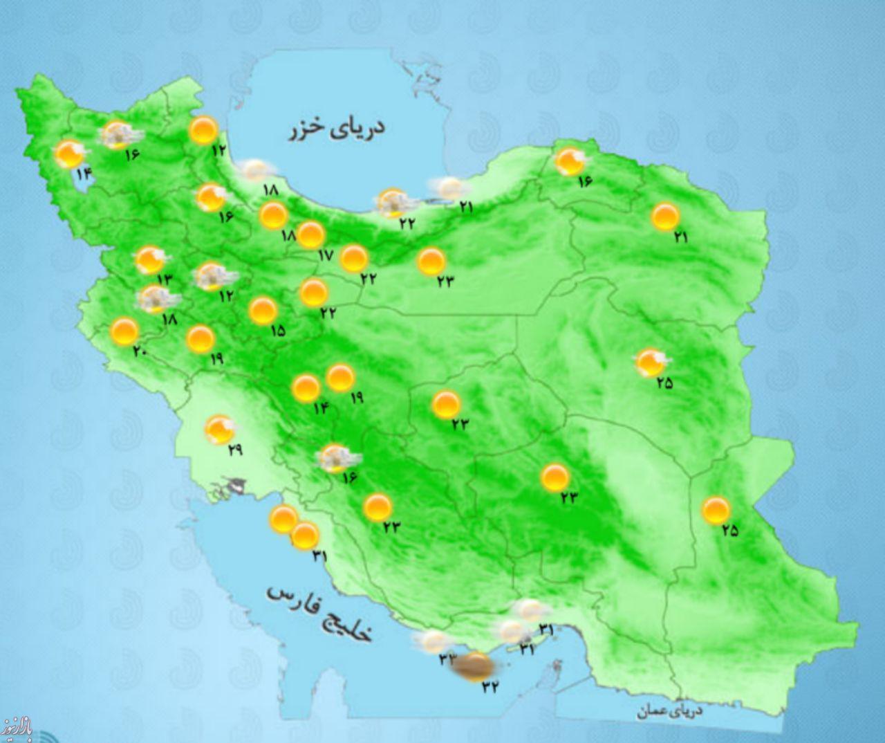 عکس: پیشبینی وضعیت هوای ایران 18 مهر 96