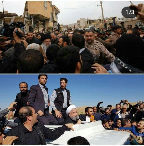 تفاوت معنادار بازدید رهبری و روحانی از مناطق زلزله زده+عکس