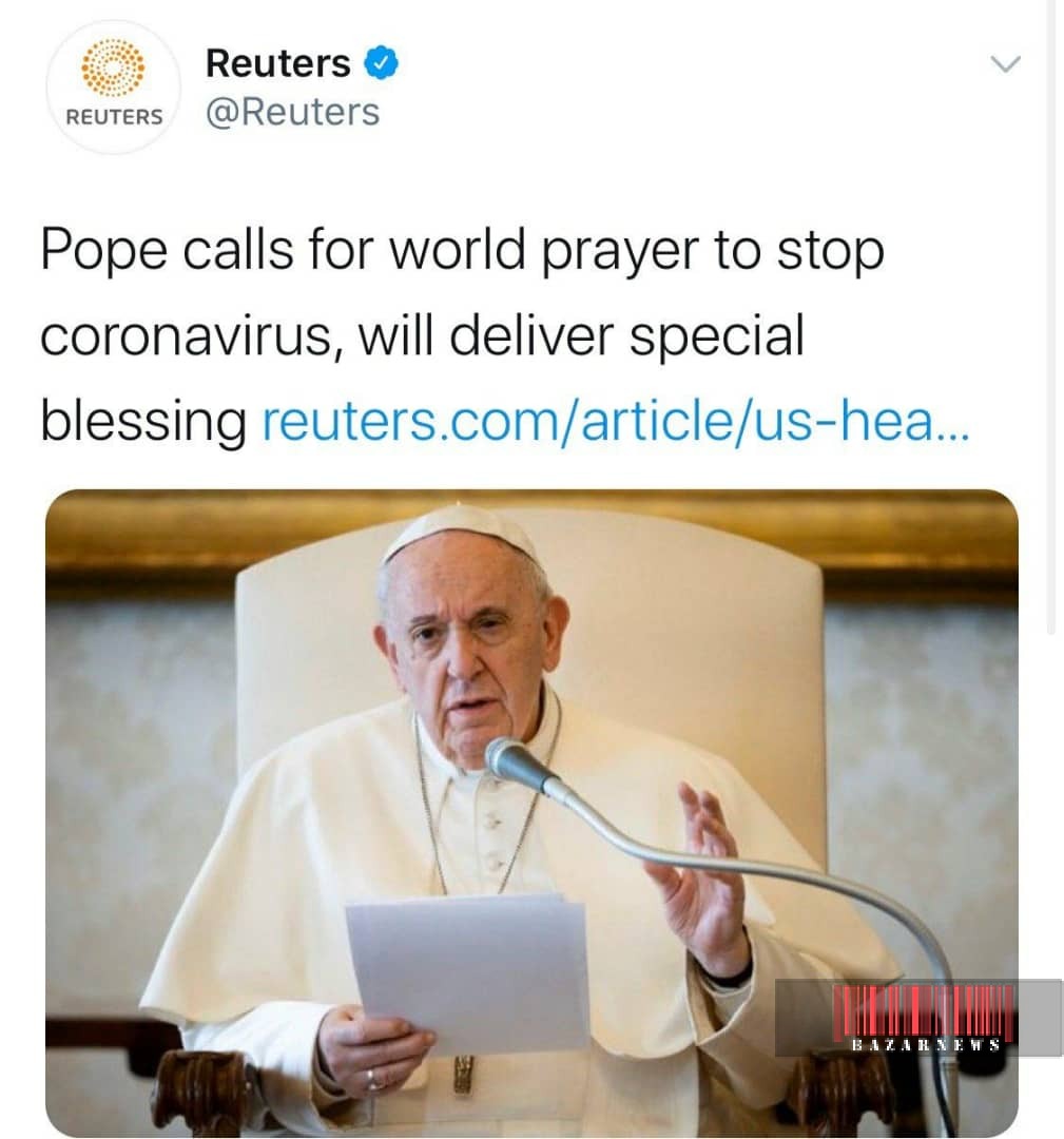 فراخوان پاپ برای دعا در توقف کرونا +عکس