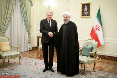 دیدار وزیر امور خارجه فرانسه با دکتر حسن روحانی+تصاویر
